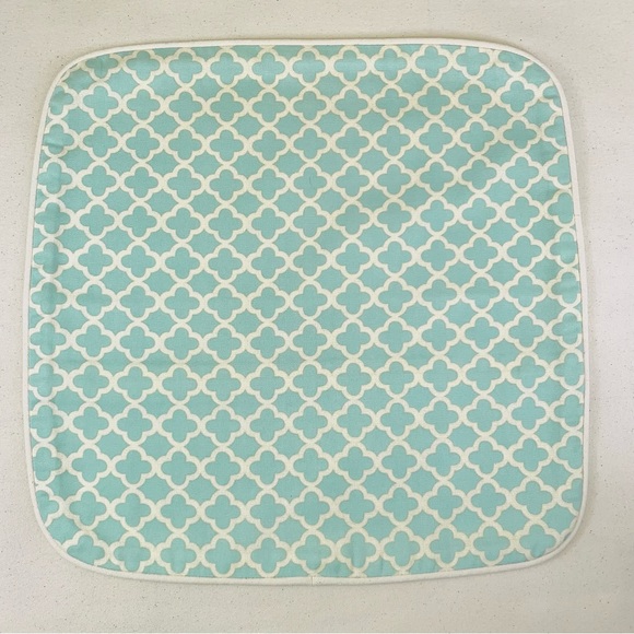 PR 16” P Kaufmann Waverly Aqua Turquoise Cream Fretwork Geometric Pillow Covers - Picture 3 of 6